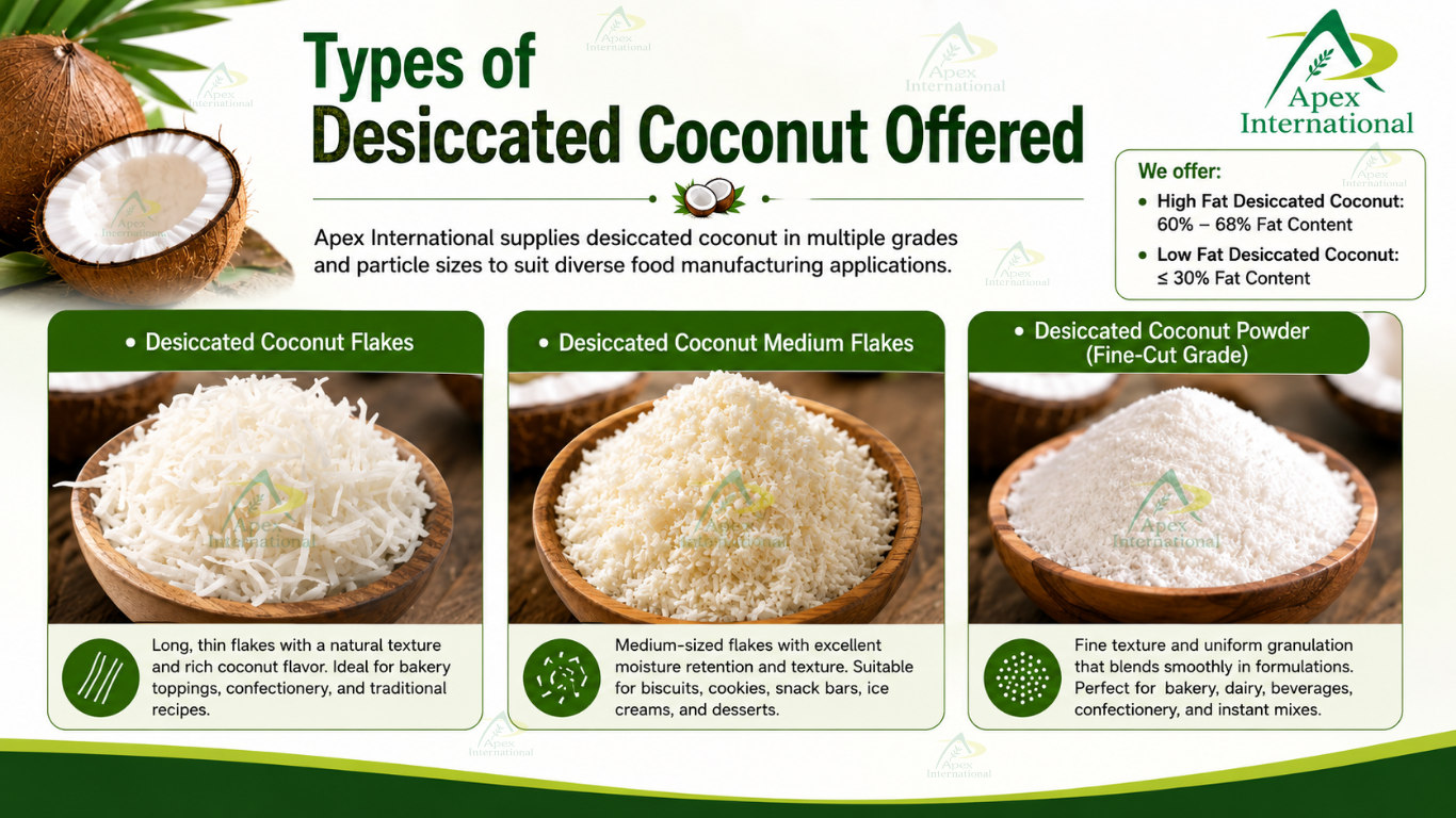 Types of Desiccated Coconut Offered